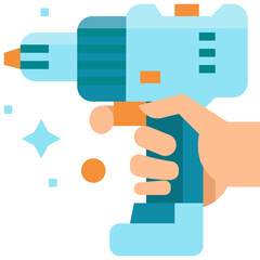 Hand holding electric drill .flat icon design