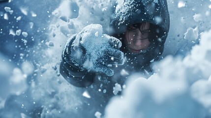 a person being held up by some snow, - obrazy, fototapety, plakaty