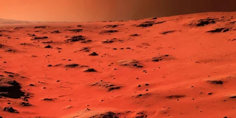 Fotobehang The surface of the red planet Mars. Generative AI © Yan Gordiza