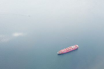 Aerial view of a cargo from the Japan sea from the plane.