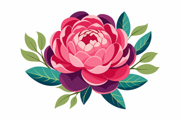 Peonies drowning in white background vector arts illustration 