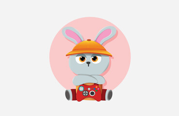 Easter holiday, which is depicted with a vector illustration of rabbits and eggs that have been painted with cute motifs