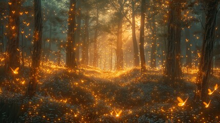 Glow: A forest where every tree emits a soft, soothing glow