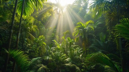 The environment: A lush tropical rainforest teeming with biodiversity - obrazy, fototapety, plakaty