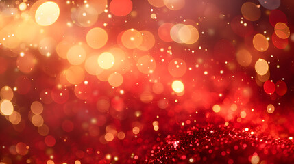 Sparkling Red and Golden Bokeh Lights for Festive Backgrounds
