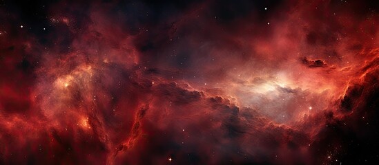 Astronomical object resembling a galaxy with red cumulus clouds of gas, creating a magenta hue in the sky, a stunning geological phenomenon in the horizon - obrazy, fototapety, plakaty