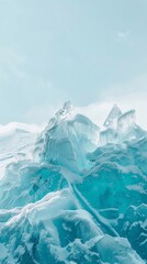 Blue Iceberg Landscape against a light blue sky, generative AI