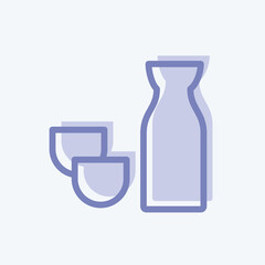 Icon Sake. suitable for Japanese symbol. two tone style. simple design editable. design template vector. simple illustration