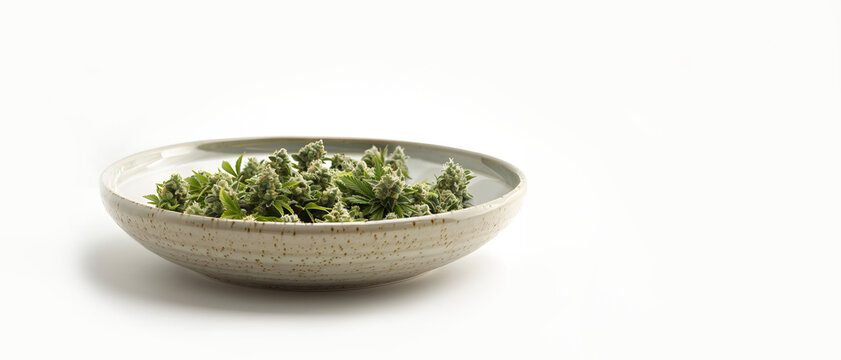 Cannabis Flower on Bowl for Medicinal Use in daily life 