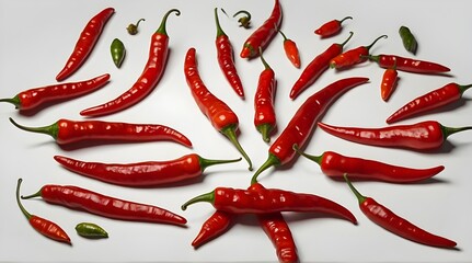 Chili pepper isolated on white background. Ripe chili pepper Clipping Path generative ai  - obrazy, fototapety, plakaty
