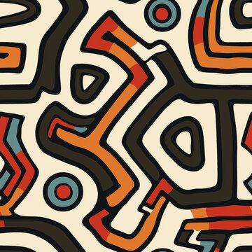 American tribal native seamless pattern.Ethnic traditional Navajo,Aztec,Apache,Southwest vector style.Geometric boho abstract motifs.Fabric,clothing, AI Generative