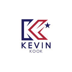 Masculine letter K logo design vector template blue and red color