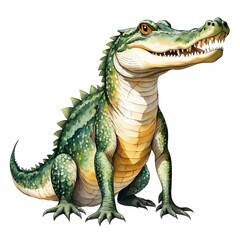 Crocodile, watercolor style, isolated on transparent background