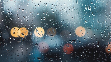 Raindrops clinging to a windowpane