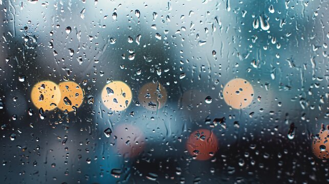 Raindrops clinging to a windowpane