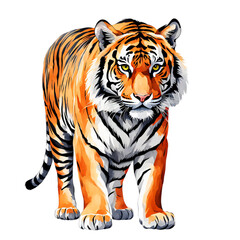 Obraz premium Tiger, watercolor style, isolated on transparent background