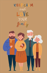 vector illustration of family day, where each family has its own activities, for example gathering in the same family room, holidays, sports with the family.