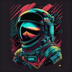 Naklejka na ściany i meble illustration of an astronaut in spaceq with beautiful color