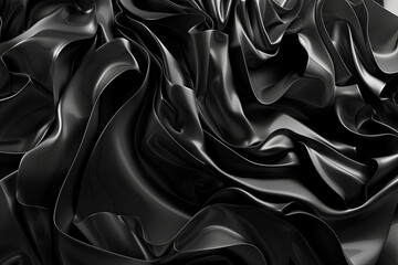 Abstract black background with shapes, waves and textured sheets - obrazy, fototapety, plakaty