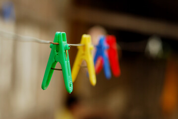 clothes peg on a clothesline