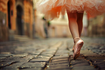 Ballet dancer in peach-colored costume