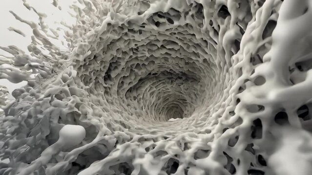 A spherical 3D-printed microstructure with a complex white pattern, representing material science and advanced manufacturing technology.
