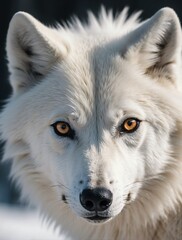 Vertical portrait of a fierce arctic wolf looking at camera from Generative AI