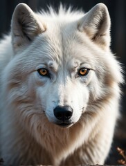 Vertical portrait of a fierce arctic wolf looking at camera from Generative AI