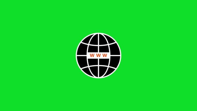 Minimalist internet globe icon with www text isolated animated