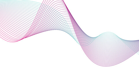 Modern abstract glowing wave background. colorful wave gradient lines on white background.Futuristic ribbons. Wave of multi-colored lines, Pink and green gradient. Brochure, booklet,