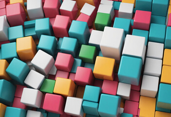 Colorful cubes, 3d render colourful background shapes