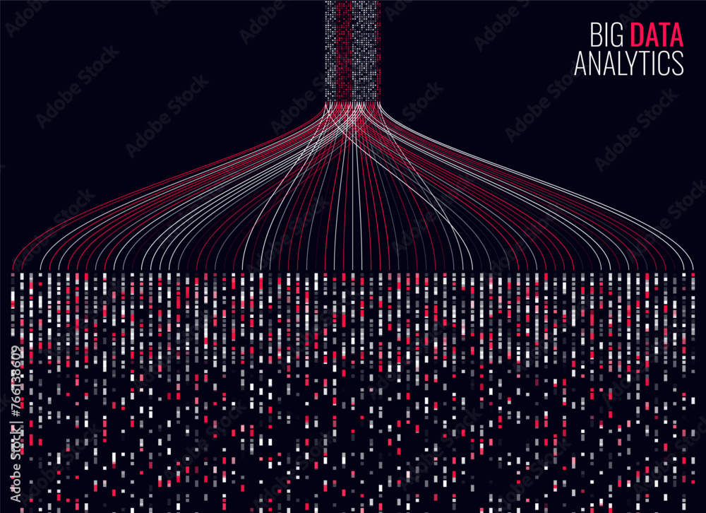 Fototapete Big Data Visualization. Server Data Information Sorting Process. Machine Learning Sorting. Science Technology Concept. Vector Illustration