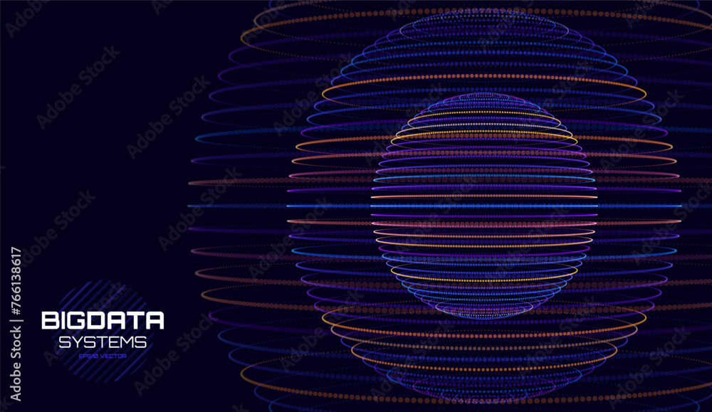 Poster Abstract 3D Spheres Inside Bigger Spheres. Futuristic Technology Style. Vector Illustration. Futuristic Astronomy Science Abstract Solar System Tech HUD Backdrop.