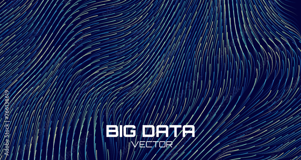 Aufkleber Vector Wave Lines Dynamic Flowing. Smooth Organic Lines Motion Background. Neural Network Artificial Intelligence Background. Machine Learning Network. Abstract Technology Vector Illustration.