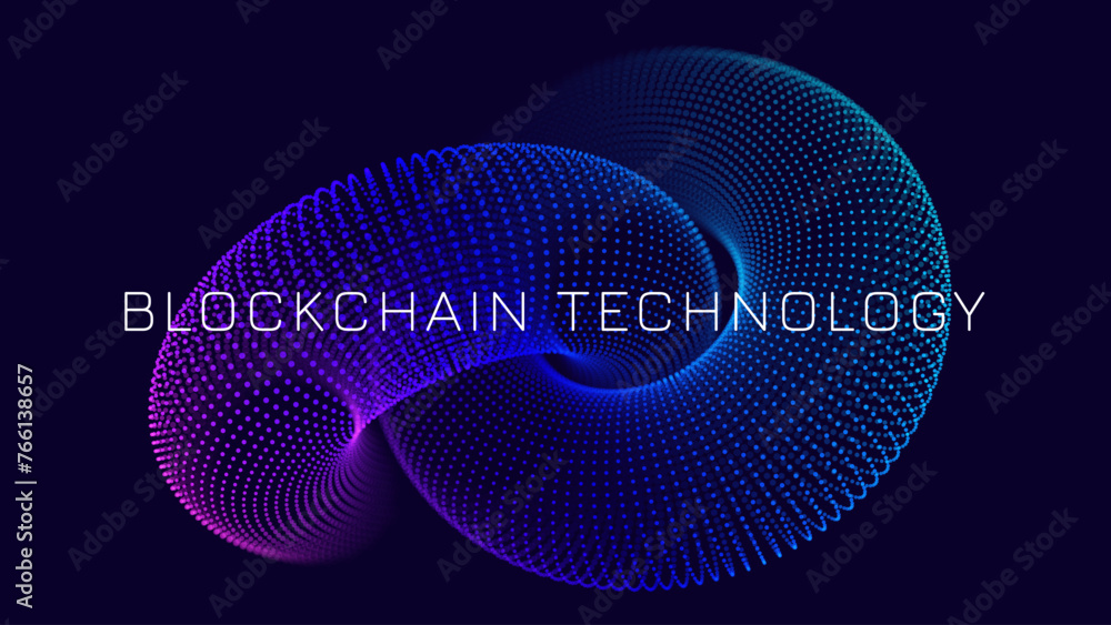 Aufkleber blockchain link sign. 3d chain link grid. two torus. block chain crypto currency. hyperlink. 3d wire