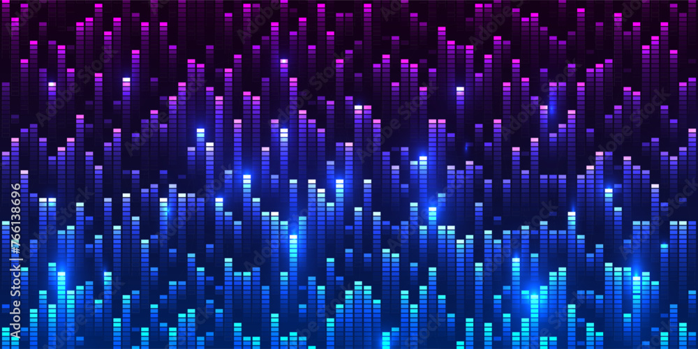 Aufkleber Abstract Digital Technology Futuristic Background. Square Pixels Pattern with Lighting Glowing Particles Square Elements. Technology or Science Research Presentation Backdrop. Vector Illustration.