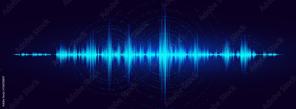 Aufkleber Music Sound Waveform. Digital Voice Assistant Soundwave. AI Assistant Voice Generation or Recognition Concept. Vector Illustration.