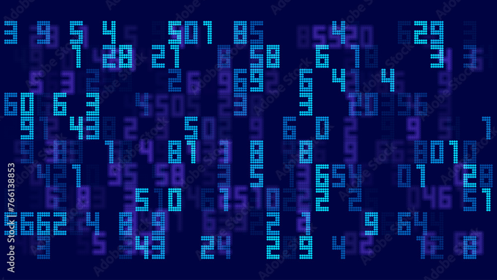 Poster Cyberspace Random Digits Background. Math Numbers Led Matrix. Technology or Science Education Backdrop. Mathematical Led Display Banner. Vector Illustration.