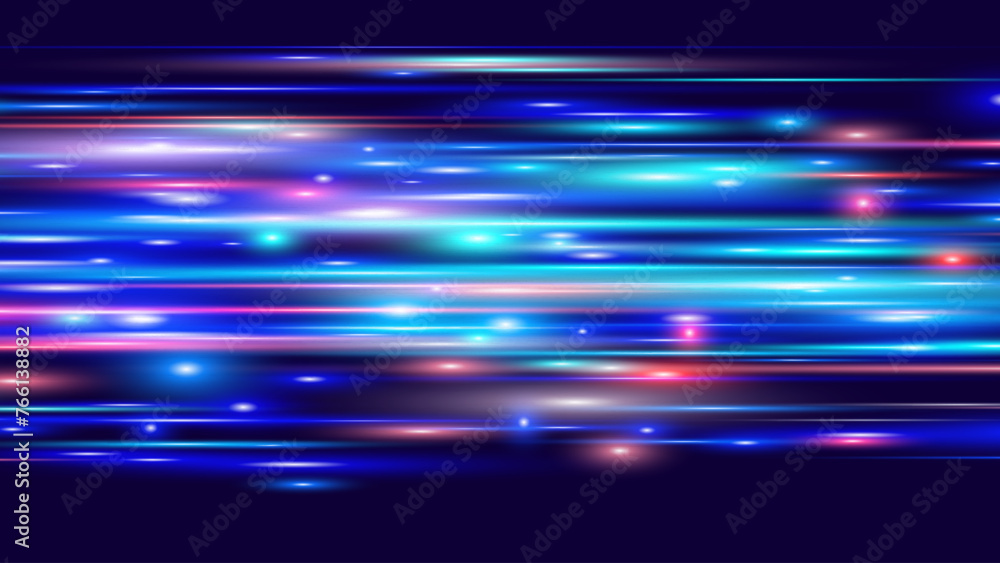 Aufkleber Digital Data Flow Vector Background. Big Data Technology Lines. 5G Wireless Data Transmission. High Speed of Light Trails. Information Flow in Virtual Reality Cyberspace. Vector Illustration.