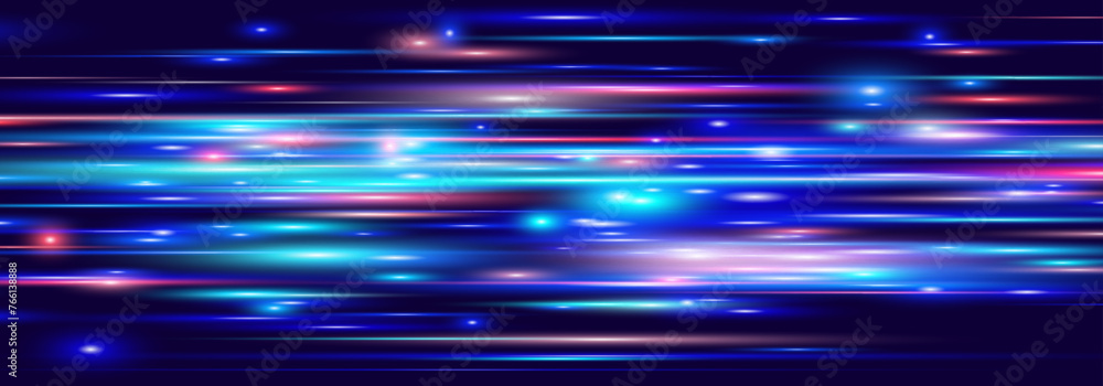 Fototapete Digital Data Flow Vector Background. Big Data Technology Lines. 5G Wireless Data Transmission. High Speed of Light Trails. Information Flow in Virtual Reality Cyberspace. Vector Illustration.