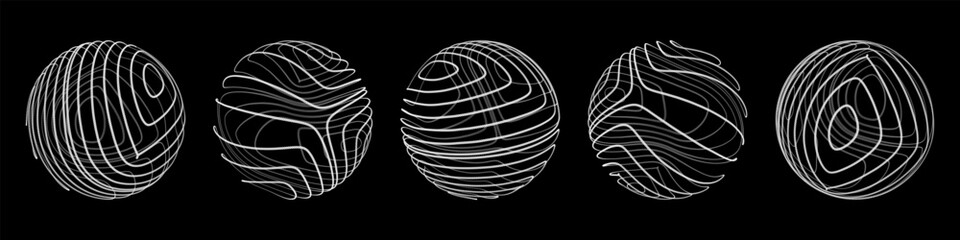 Abstract 3D Spheres of Neon Dots Particles. Global Network Connection. Abstract Globe Grid. Worldwide Communication Concept. Science and Technology Abstract Vector Illustration.