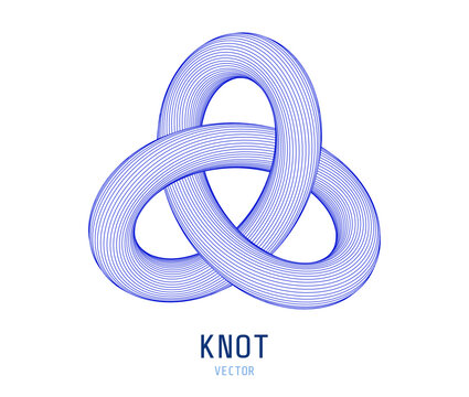 3D Trefoil Torus Knot Dynamic Round Shape. Abstract Modern Graphic Design Element. Geometric Symbol. Creative Vector Template. Impossible Circle Sign. Abstract Design, Impossible Object.