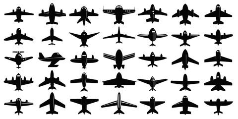A Collection of Diverse Airplane Illustrations, Set Of  Airplane  - obrazy, fototapety, plakaty