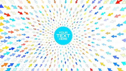 Dynamic Vector Grid with Arrows Converging to Center, Offering Prime Space for Logo or Text. Versatile Business Branding Concept. Arrows Pointing Center. Focus on Goal Concept. Vector Illustration.