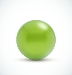 Green glossy sphere isolated on white. Vector illustration for your design.