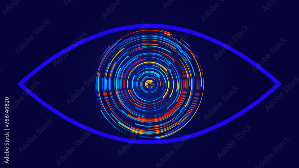 Leinwandbilder Digital Eye. Computer Vision AI Concept. Abstract Science Technology Illustration. Technology Big Data Neural Network Background Concept. Vector Illustration.