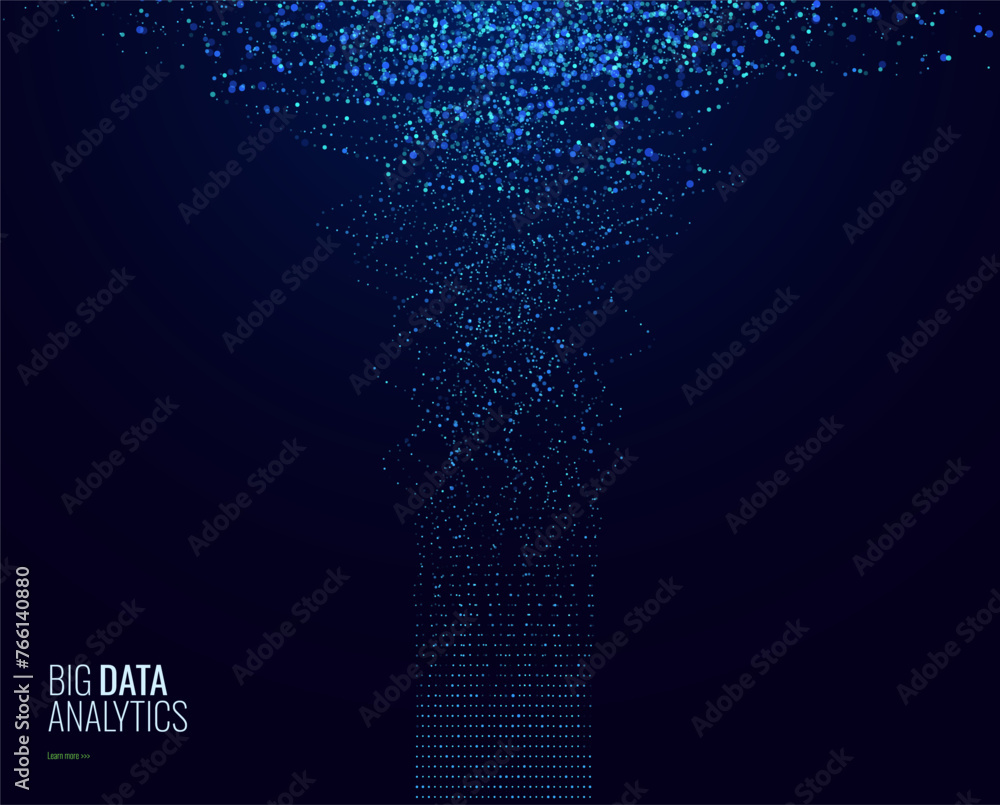 Poster Big Data Sorting Algorithm Background. Data Flow Art. Database Sorting Concept. Technology or Science Digital Background. Vector Illustration.