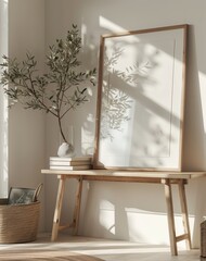 Frame mockup, Inviting Living Room Interior with Modern Furniture, high-resolution (300 DPI)