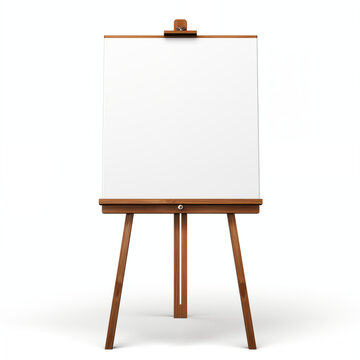 School white board with wooden stand Illustration for design on transparent background 