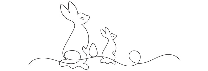 Rabbit and egg design for easter day line art style svg. Vector illustration. EPS 10